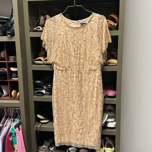 I used this once as mother of the bride. This champagne color sequins dress.